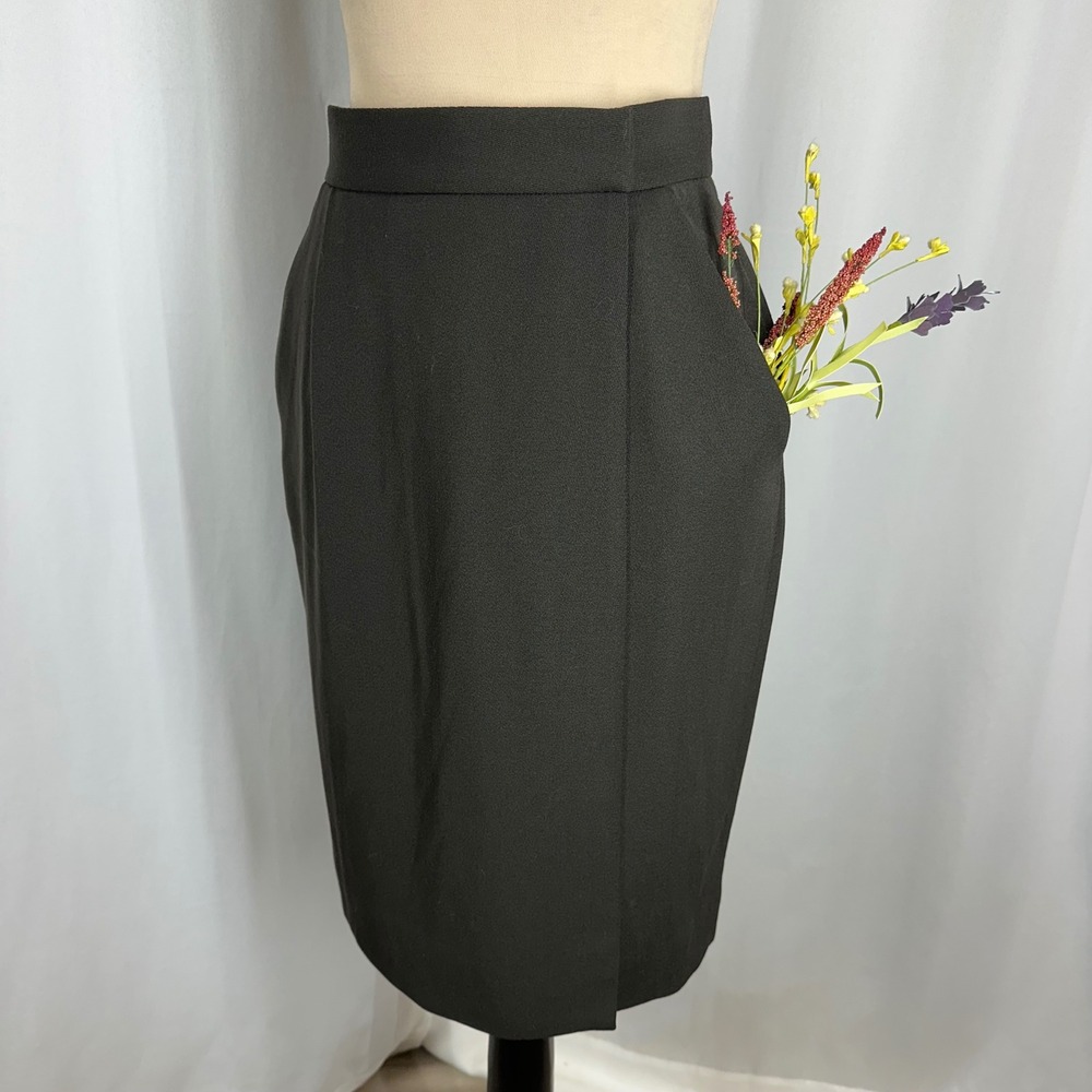 Dana Buchman Size 6 Dark Charcoal Wool Blend Pleated Pencil Skirt Career